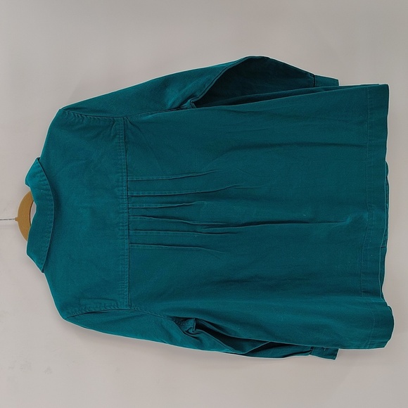 Woman Within Green Button Up Jacket Peacoat Style Pleated Back Size Medium - Picture 6 of 7